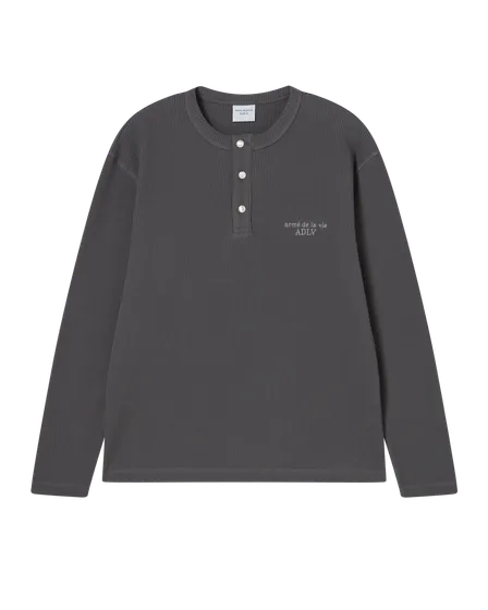 (Pre-order) &Aacute;o thun d&agrave;i tay ADLV HENLEY NECK WAFFLE Than ch&igrave;