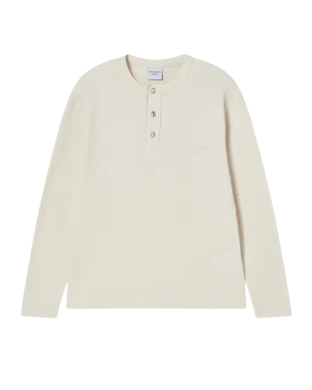 (Pre-order) &Aacute;o thun d&agrave;i tay ADLV HENLEY NECK WAFFLE Trắng ng&agrave;