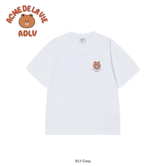 &Aacute;o thun BASIC LOGO WITH LINE FRIENDS Trắng