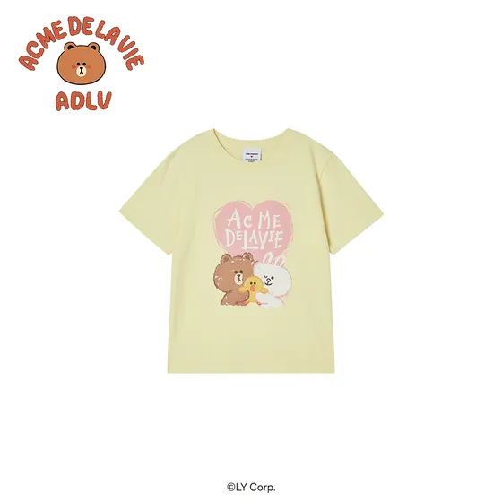 &Aacute;o thun KIDS HEART LINE FRIENDS V&agrave;ng nhạt