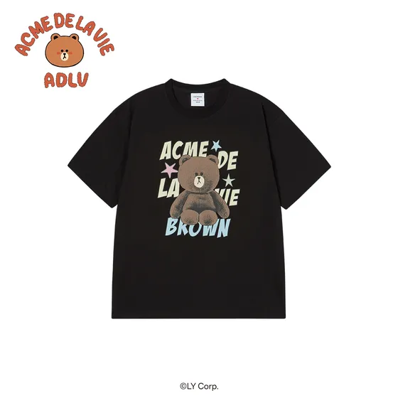 &Aacute;o thun LINE FRIENDS BROWN STAR Đen