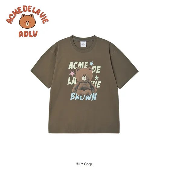 &Aacute;o thun LINE FRIENDS BROWN STAR Ca cao