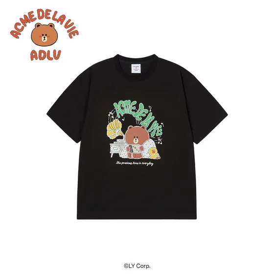 &Aacute;o thun DAILY LINE FRIENDS Đen