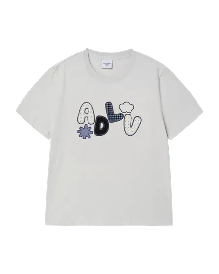 &Aacute;o thun WOMAN ADLV APPLIQUE LOGO X&aacute;m nhạt