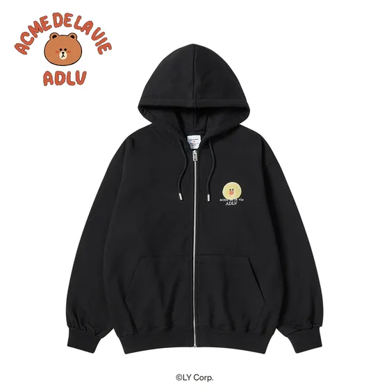 &Aacute;o hoodie BASIC LOGO WITH LINE FRIENDS Đen
