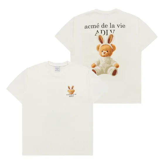 Áo Thun ADLV Rabbit Bear Doll Logo Kem