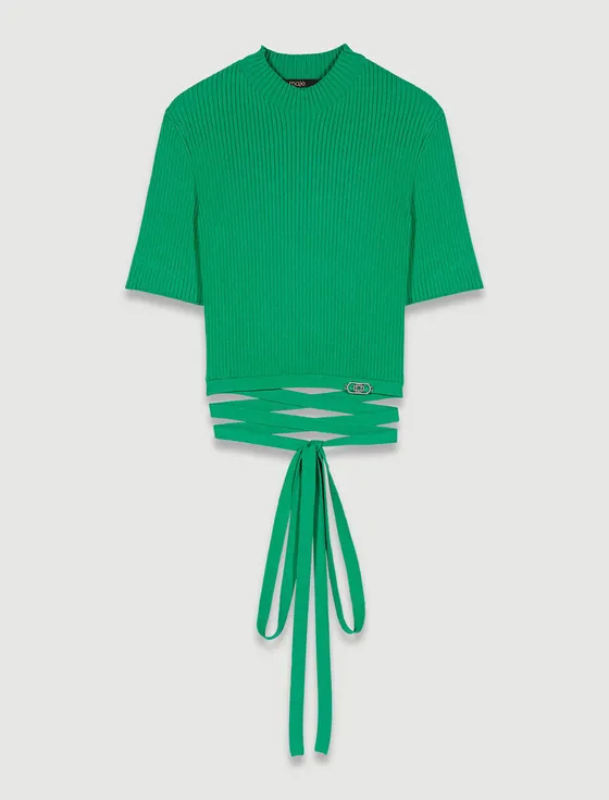 Áo croptop thắt dây ở eo 195 Xanh lá