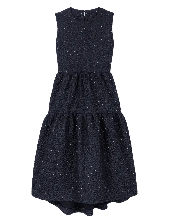 Đầm dài maxi bồng đính đá cutout lưng  T38 Đen