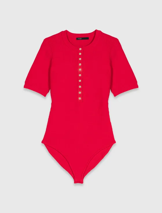 Áo bodysuit thun gân ngắn tay T1 Đỏ
