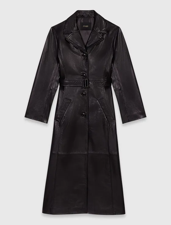 Áo trench coat da dài T34 Đen