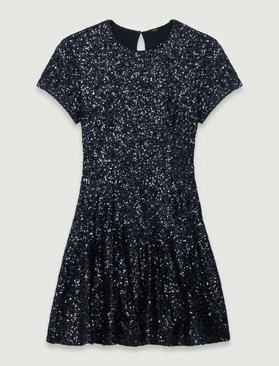 Đầm ngắn sequin T36 Đen