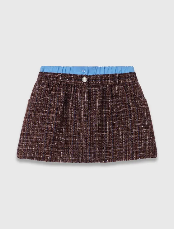 Quần short tweed đai lưng thun T38 Nâu