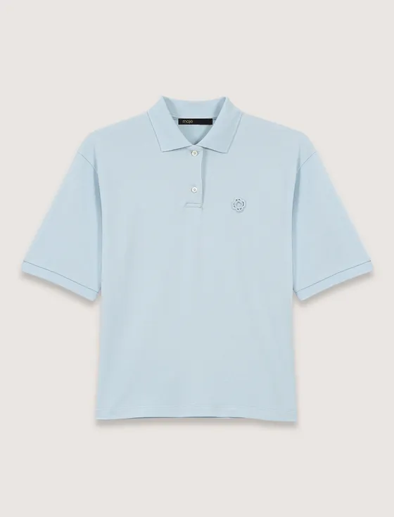 Áo polo cotton pique thêu logo T2 Xanh da trời