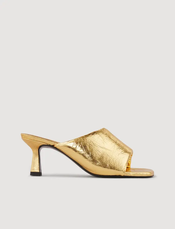 Giày mules cao gót 34 Vàng