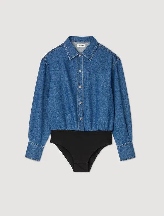 Bodysuit sơ mi denim 310 Xanh denim
