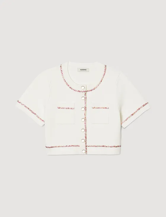 Áo cardigan dáng ngắn 310 Trắng Ecru