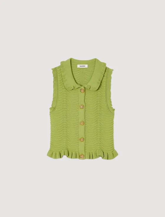 Áo dệt kim không tay 310 Xanh olive