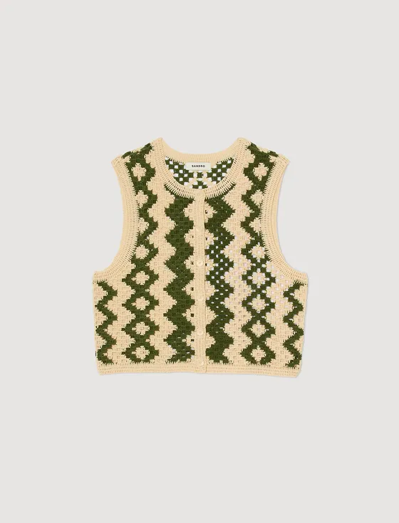 Áo cardigan crochet 310 Trắng Ecru