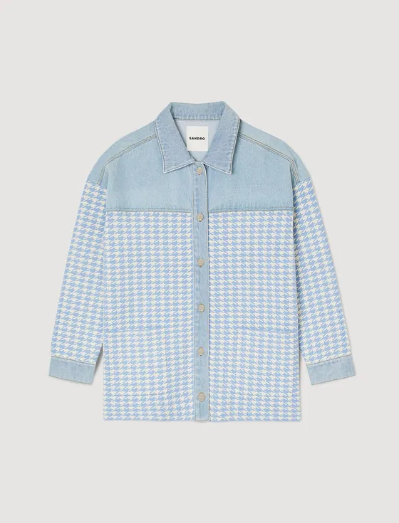 Áo khoác cardigan Houndstooth 310 Xanh da trời
