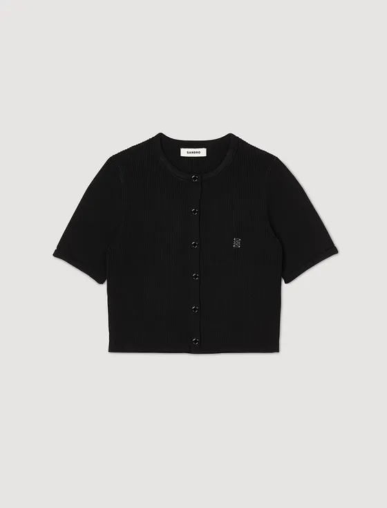 Áo cardigan ngắn cổ tròn dáng ôm 1 Đen