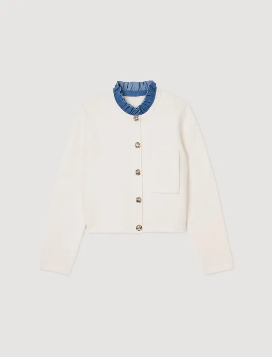 Áo cardigan cổ bèo 1 Trắng Ecru