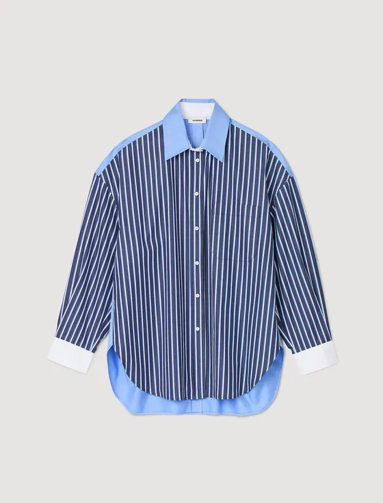 Áo sơ mi kẻ sọc 310 Xanh đen / Trắng