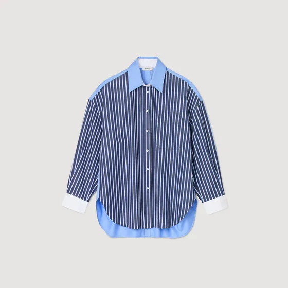 Áo sơ mi kẻ sọc 1 Xanh đen / Trắng