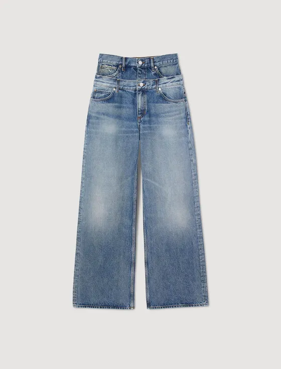 Quần jean cạp đôi 34 Xanh denim