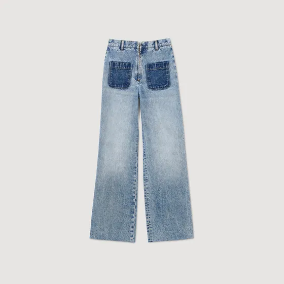 Quần jeans denim cạp cao 34 Xanh jean