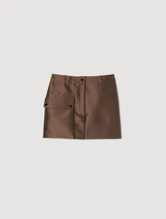 Chân váy satin 33 Nâu