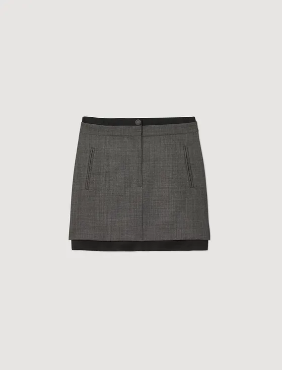 Chân váy mini co giãn 33 Đen ghi