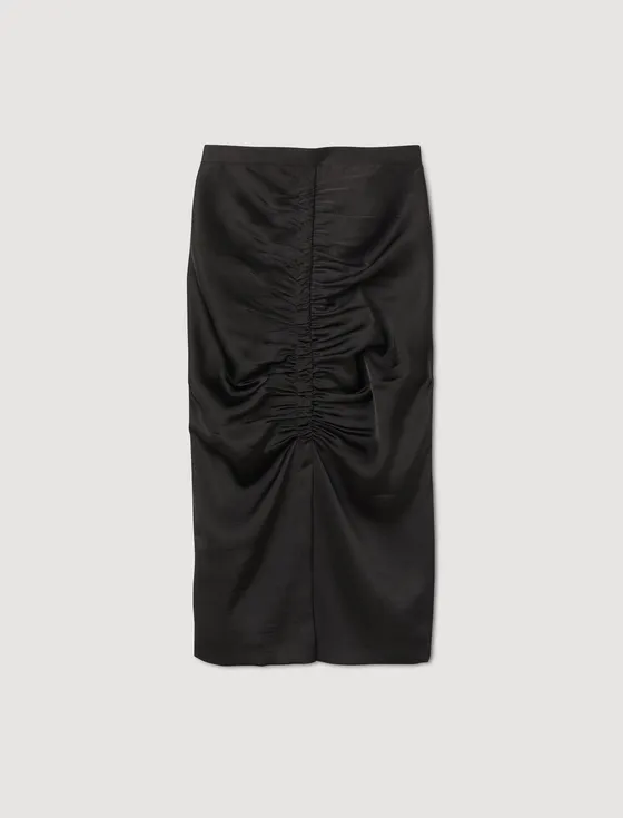 Chân váy midi satin 34 Đen