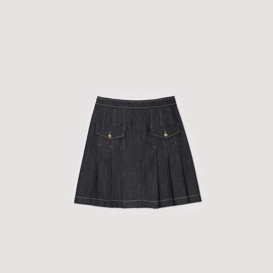 Chân váy denim xếp ly 34 Xanh đen