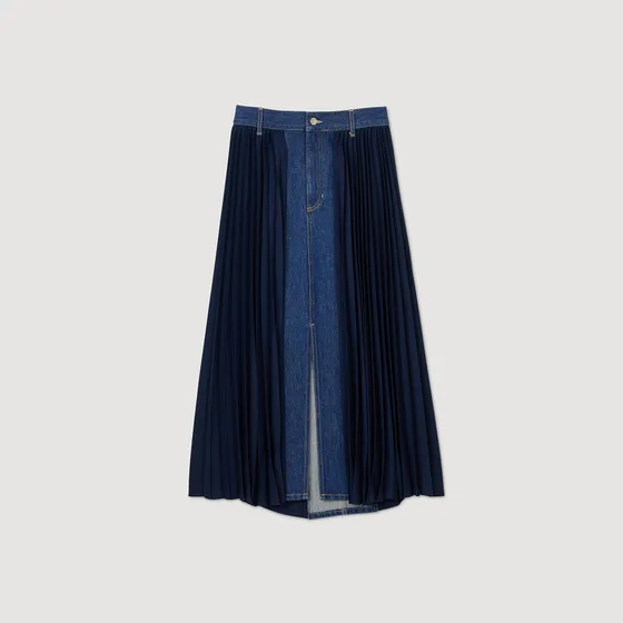 Chân váy xếp ly denim 38 Xanh đen