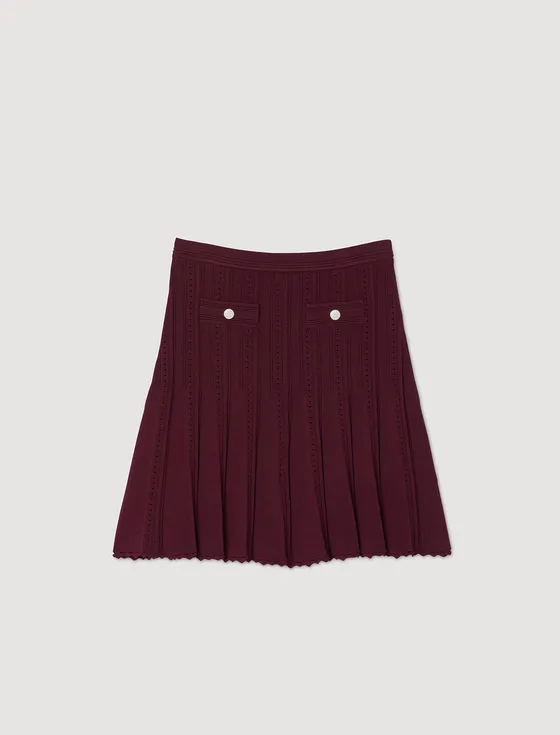 Chân váy dệt kim xếp ly 38 Đỏ