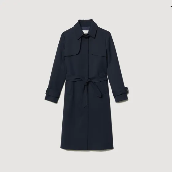 Áo khoác trench coat phối xếp ly 36 Xanh đen