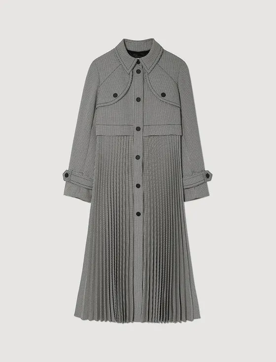 Áo khoác trench coat houndstooth 33 Đen / Trắng