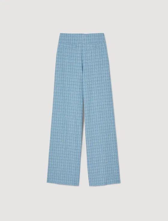 Quần ống rộng vải tweed 33 Xanh dương