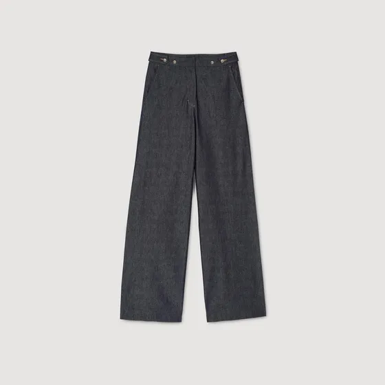 Quần jeans denim ống rộng 36 Xanh đen