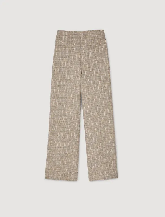 Quần dài tweed ống suông 36 Camel