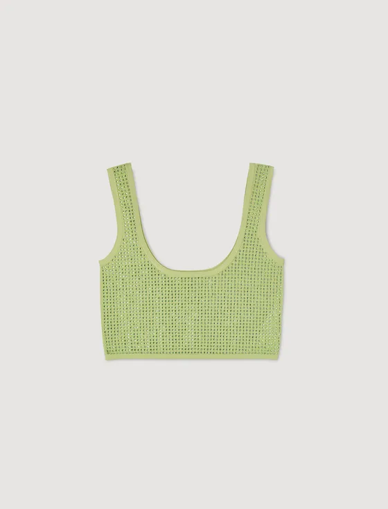 Áo bralette đính đá 360 Kaki sáng