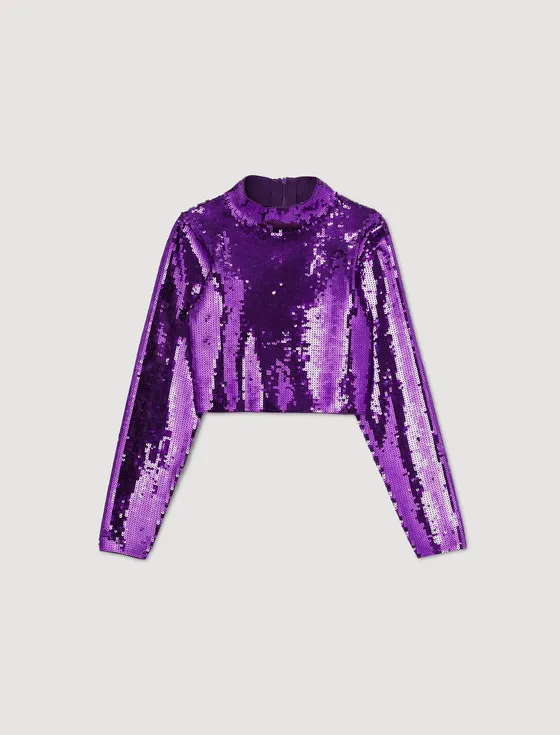 Áo len dệt kim đính sequin 310 Tím