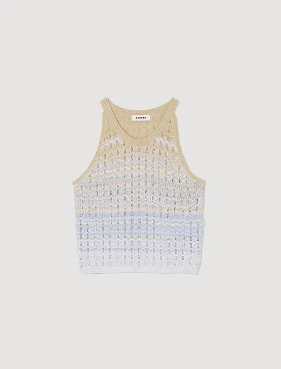 Áo crop top dệt kim 310 Xanh dương