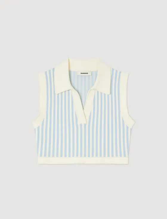 Áo cardigan sọc dáng crop 310 Xanh dương