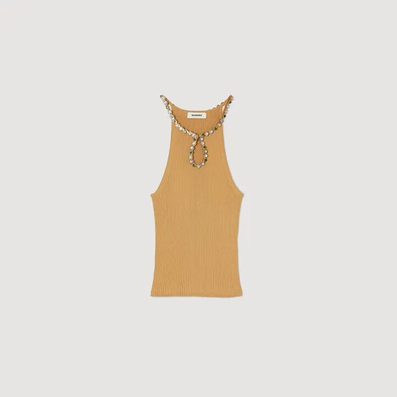 Áo dệt kim đính đá 310 Camel