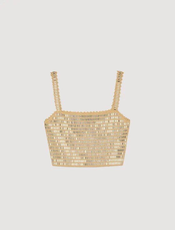 Áo crop top đính đá 310 Be