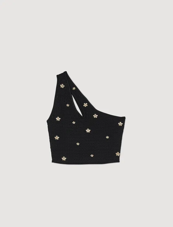 Áo crop top bất đối xứng 310 Đen