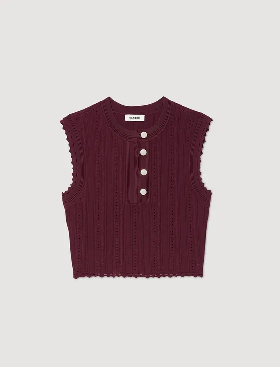 Áo dệt kim dáng crop 310 Đỏ