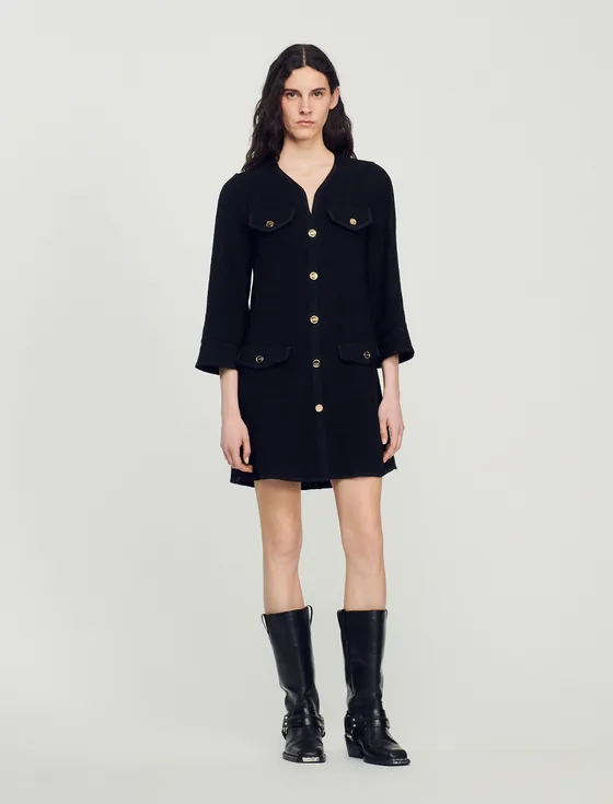 Đầm tweed ngắn 38 Đen