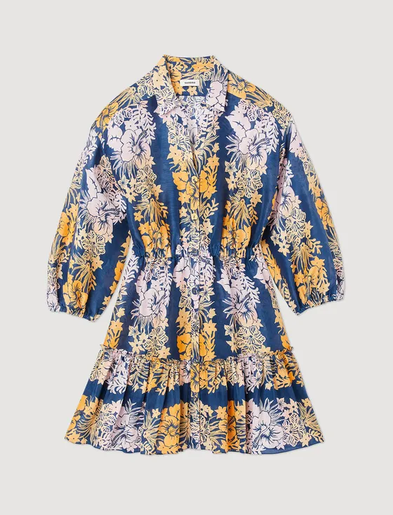 Đầm ngắn họa tiết hawaii 33 Xanh đen